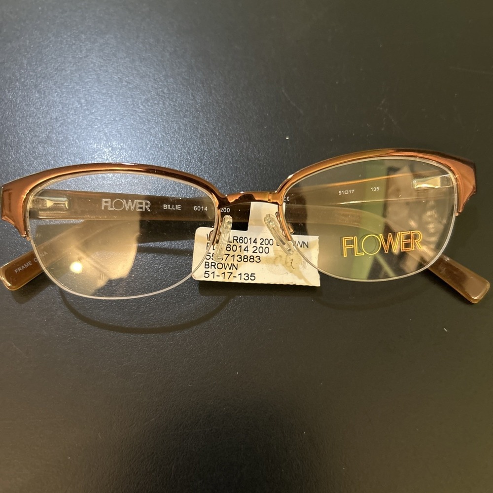 Flower WF FLR6014 200 Brown Eyeglasses Frames 51-17-135 NWT Frames Only